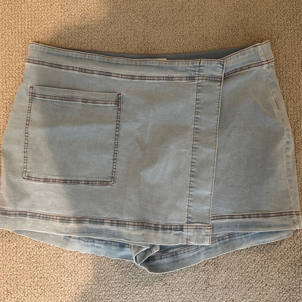 Ava & Viv Light Blue Denim Wrap Skort